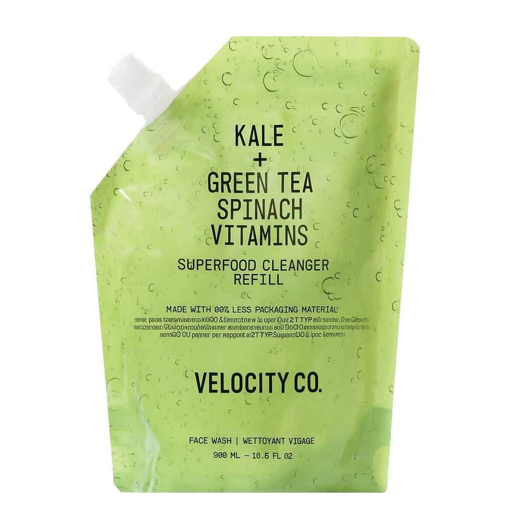 Superfood Facial Cleanser - Kale + Green Tea Daily Face Wash, Gentle Makeup Remover, with Antioxidants for Glowing Skin & Less Visible Pores, Award-Winning, Refillable Packaging