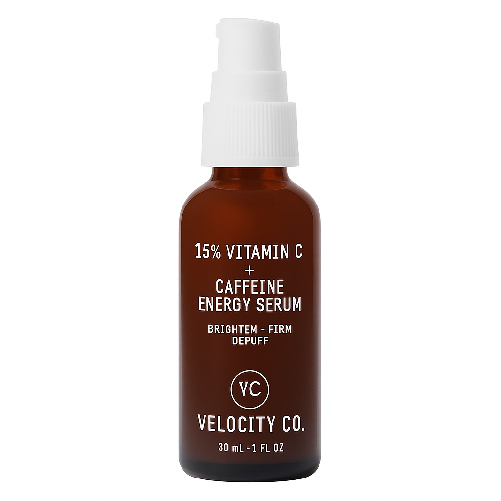15% Vitamin C + Caffeine Energy Face Serum, Reduce Puffiness, Brighten Uneven Skin Tone + Improve Texture, Treats Dark Spots + Dullness, Vegan