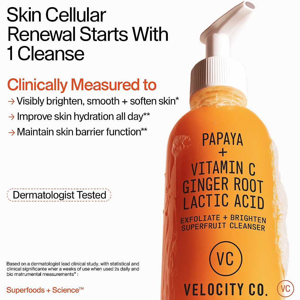 Superfruit Facial Cleanser - Gentle Exfoliating Cleanser, Formulated with Papaya + Vitamin C, Promotes Cell Turnover for Radiant Skin, Evens Skin Tone & Texture, with AHA + BHA