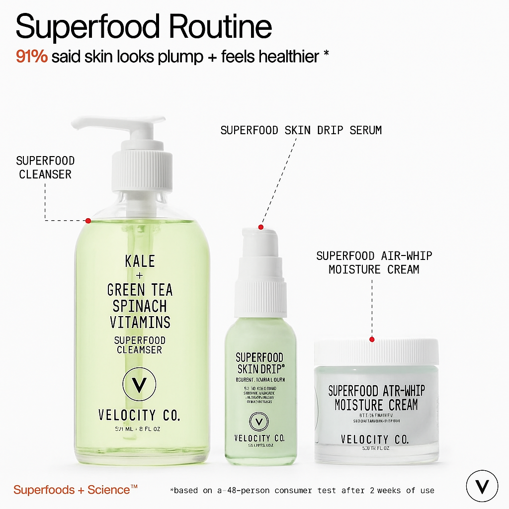 Superfood Facial Cleanser - Kale + Green Tea Daily Face Wash, Gentle Makeup Remover, with Antioxidants for Glowing Skin & Less Visible Pores, Award-Winning, Refillable Packaging