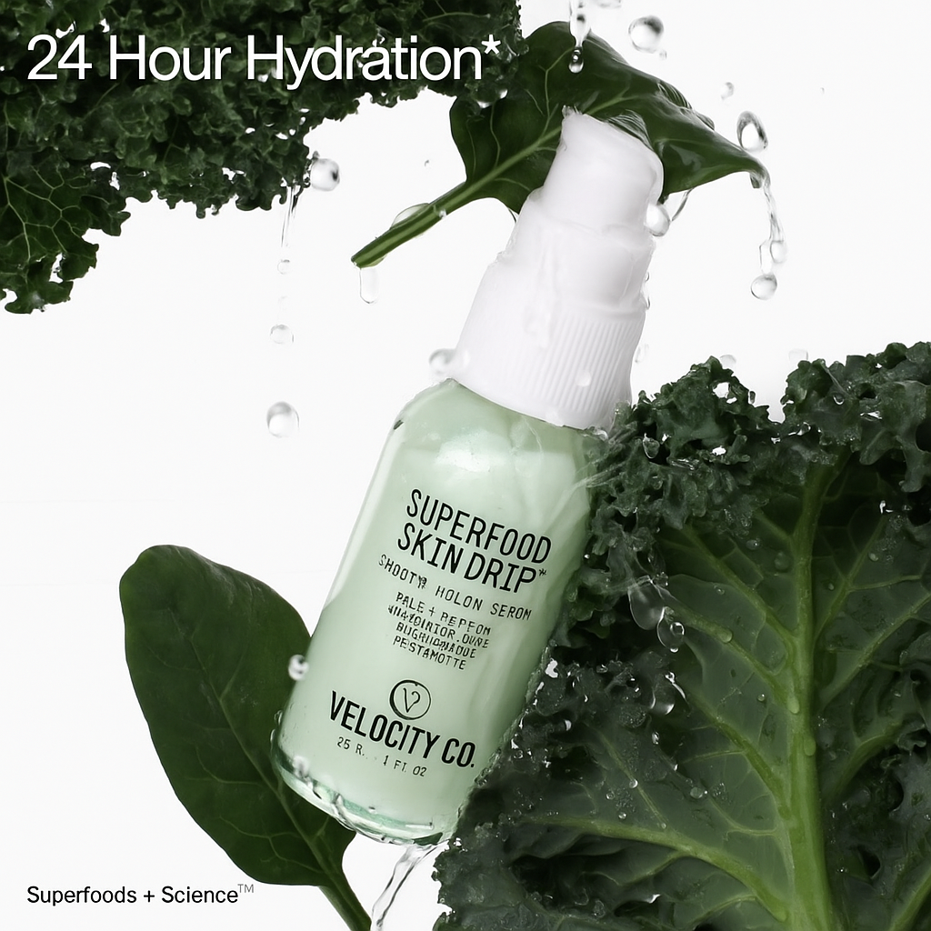 Superfood Skin Drip Face Serum (1 Fl Oz), Strengthens Skin Barrier + Evens Skin Tone, 5% Niacinamide, Kale, Peptides, Ceramides, Boosts Glow, Vegan