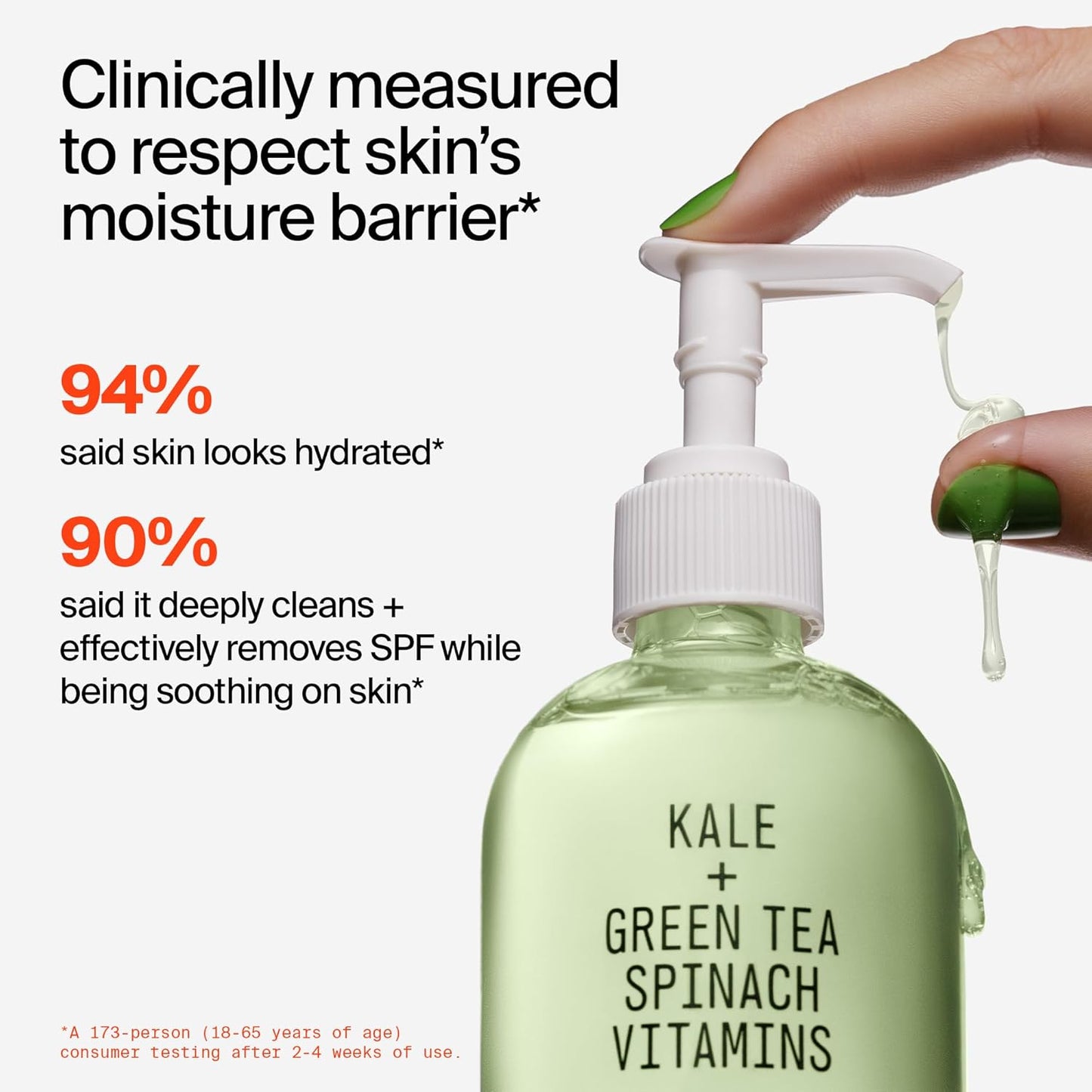 Superfood Facial Cleanser - Kale + Green Tea Daily Face Wash, Gentle Makeup Remover, with Antioxidants for Glowing Skin & Less Visible Pores, Award-Winning, Refillable Packaging
