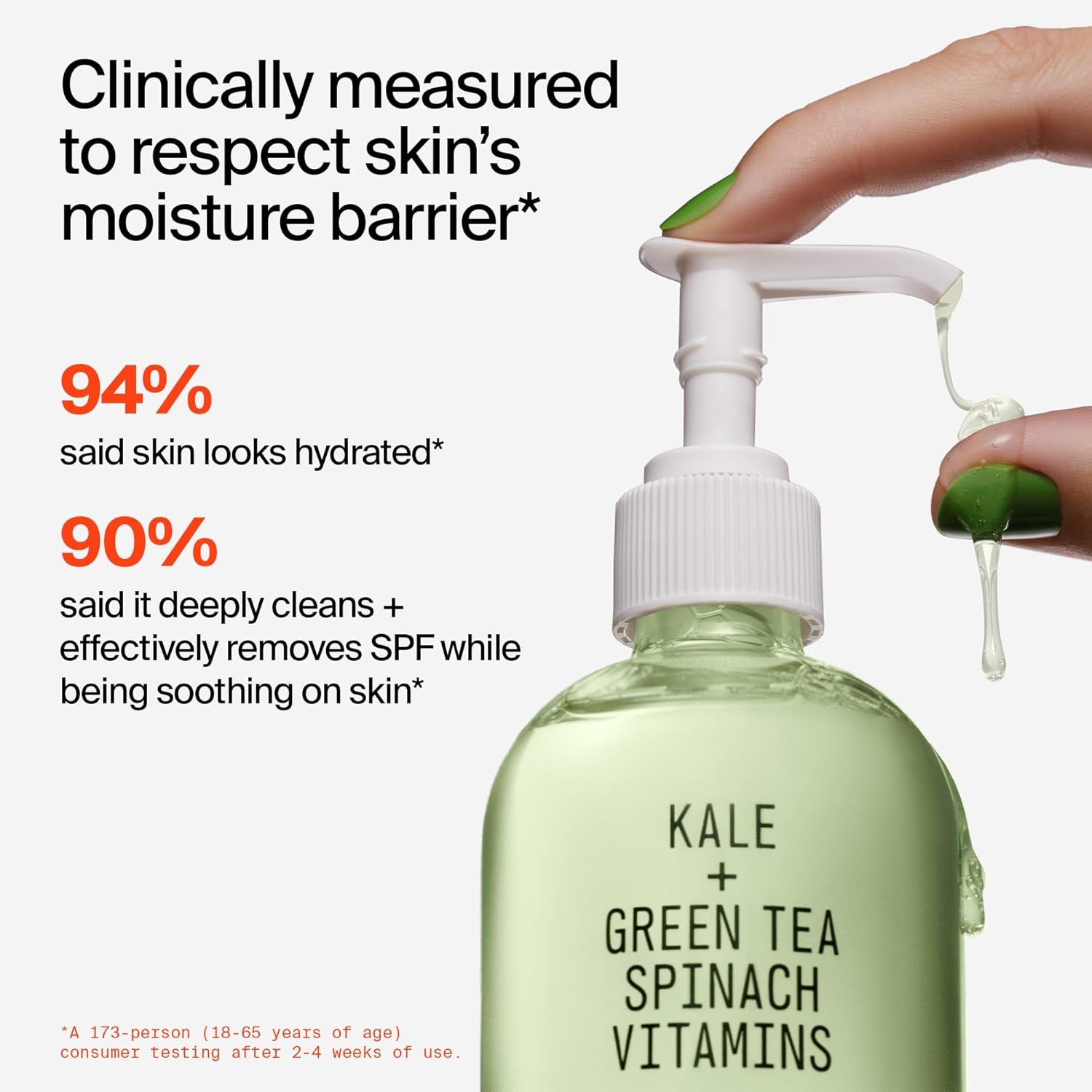 Superfood Facial Cleanser - Kale + Green Tea Daily Face Wash, Gentle Makeup Remover, with Antioxidants for Glowing Skin & Less Visible Pores, Award-Winning, Refillable Packaging