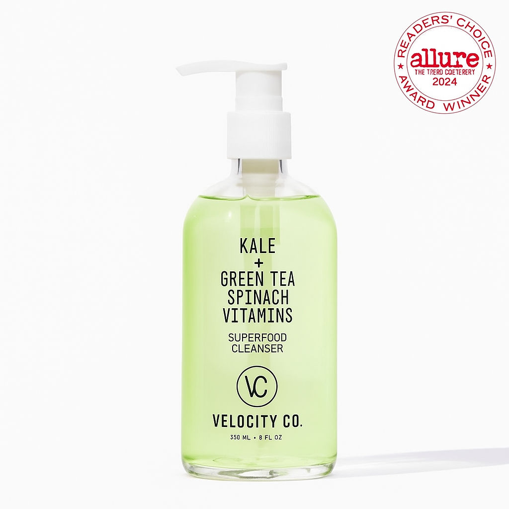Superfood Facial Cleanser - Kale + Green Tea Daily Face Wash, Gentle Makeup Remover, with Antioxidants for Glowing Skin & Less Visible Pores, Award-Winning, Refillable Packaging